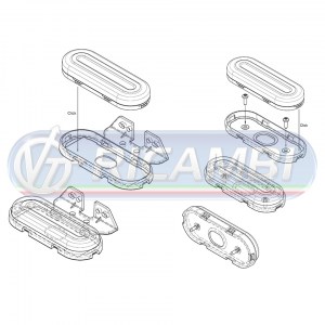 FANALINO INGOMBRO STRISCIA A LED A ELLISSE C/STAFFA ROSSO